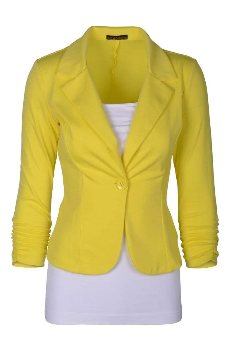 Auliné Collection Women's Casual Work Solid Color Knit Blazer