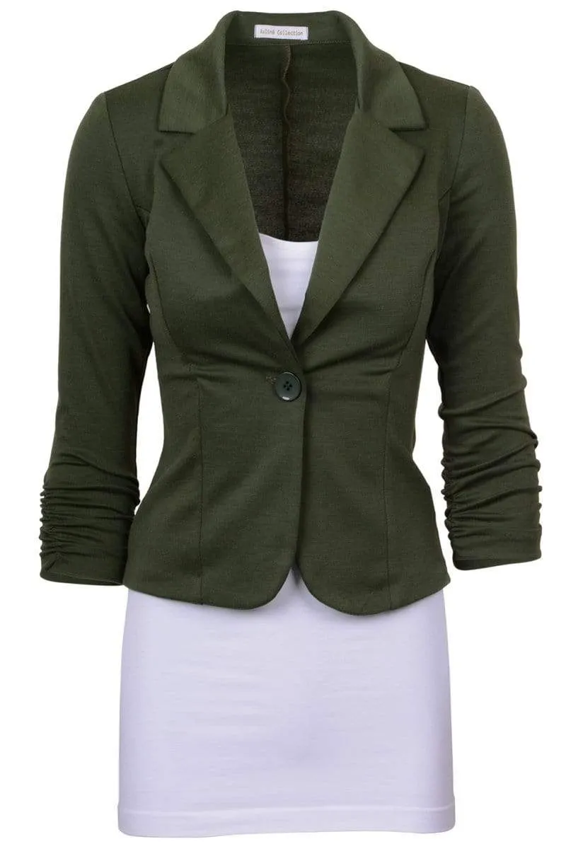 Auliné Collection Women's Casual Work Solid Color Knit Blazer