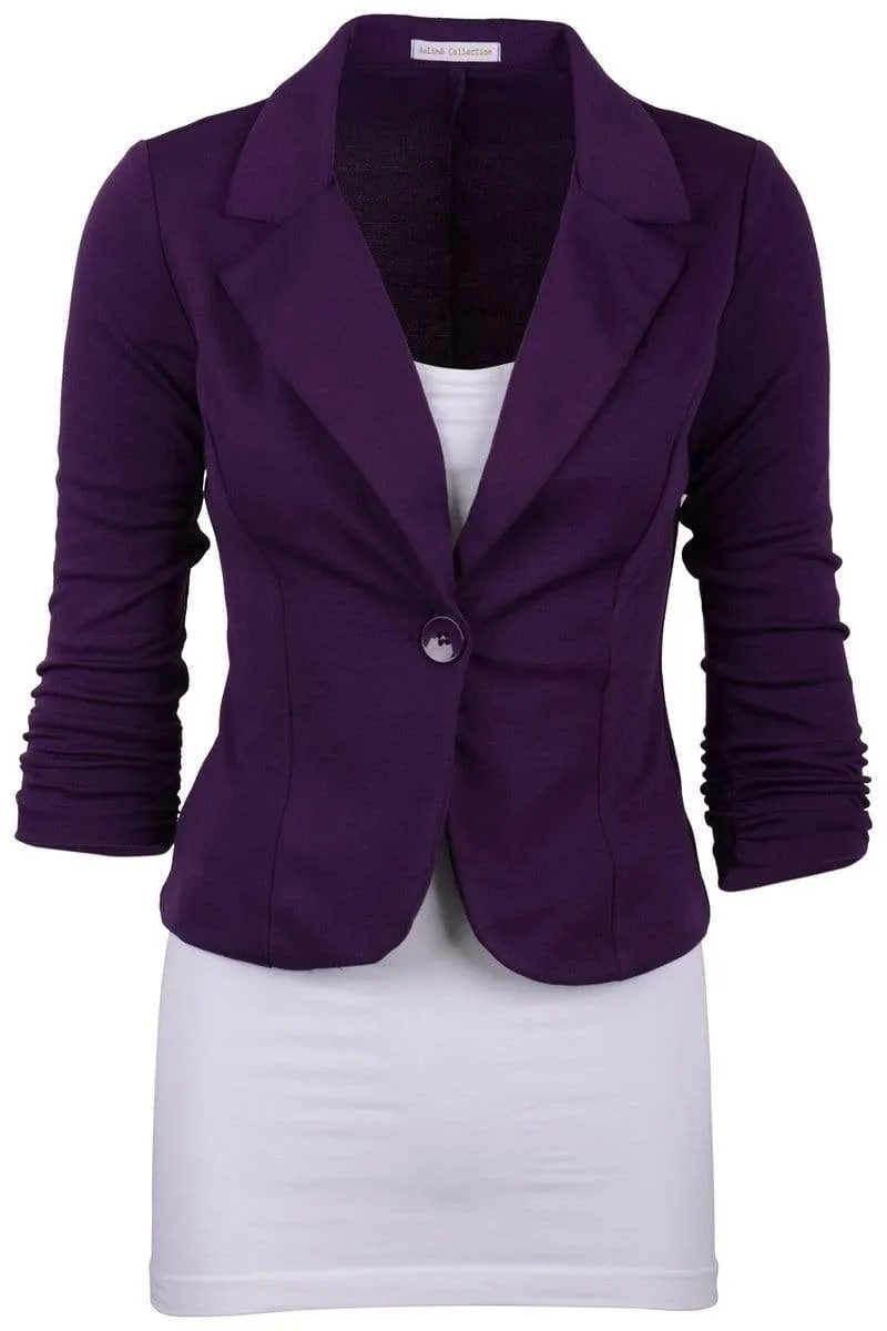 Auliné Collection Women's Casual Work Solid Color Knit Blazer