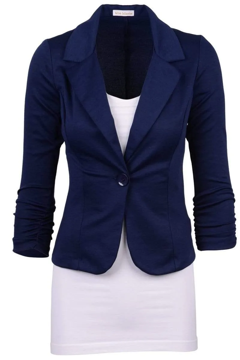 Auliné Collection Women's Casual Work Solid Color Knit Blazer