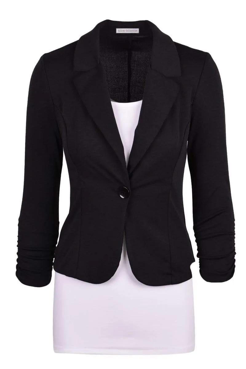 Auliné Collection Women's Casual Work Solid Color Knit Blazer