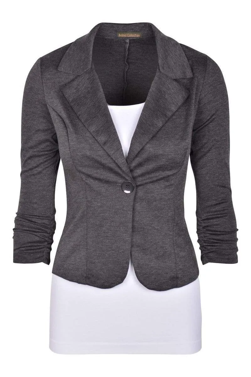 Auliné Collection Women's Casual Work Solid Color Knit Blazer