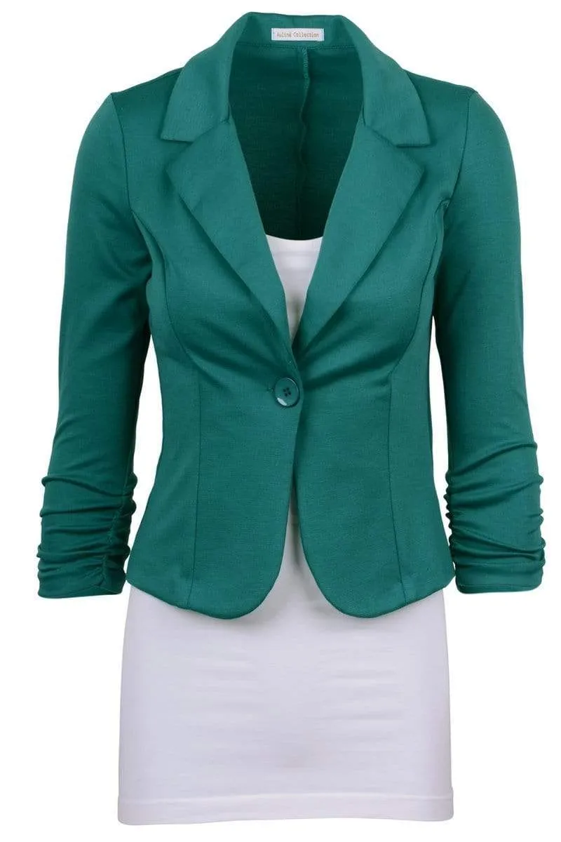 Auliné Collection Women's Casual Work Solid Color Knit Blazer