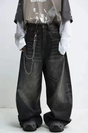 Black Distressed Versatile Wide-Leg Jeans