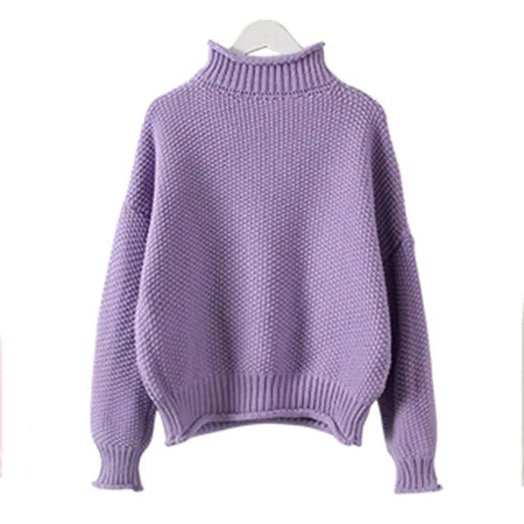 Candy Color High Neck Loose Pullover Sweater