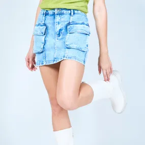 Cargo denim mini skirt wholesale