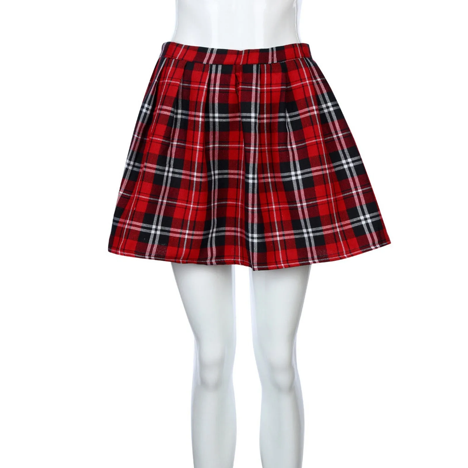 Carol – Women's Burgundy Plaid Pleated Skirt