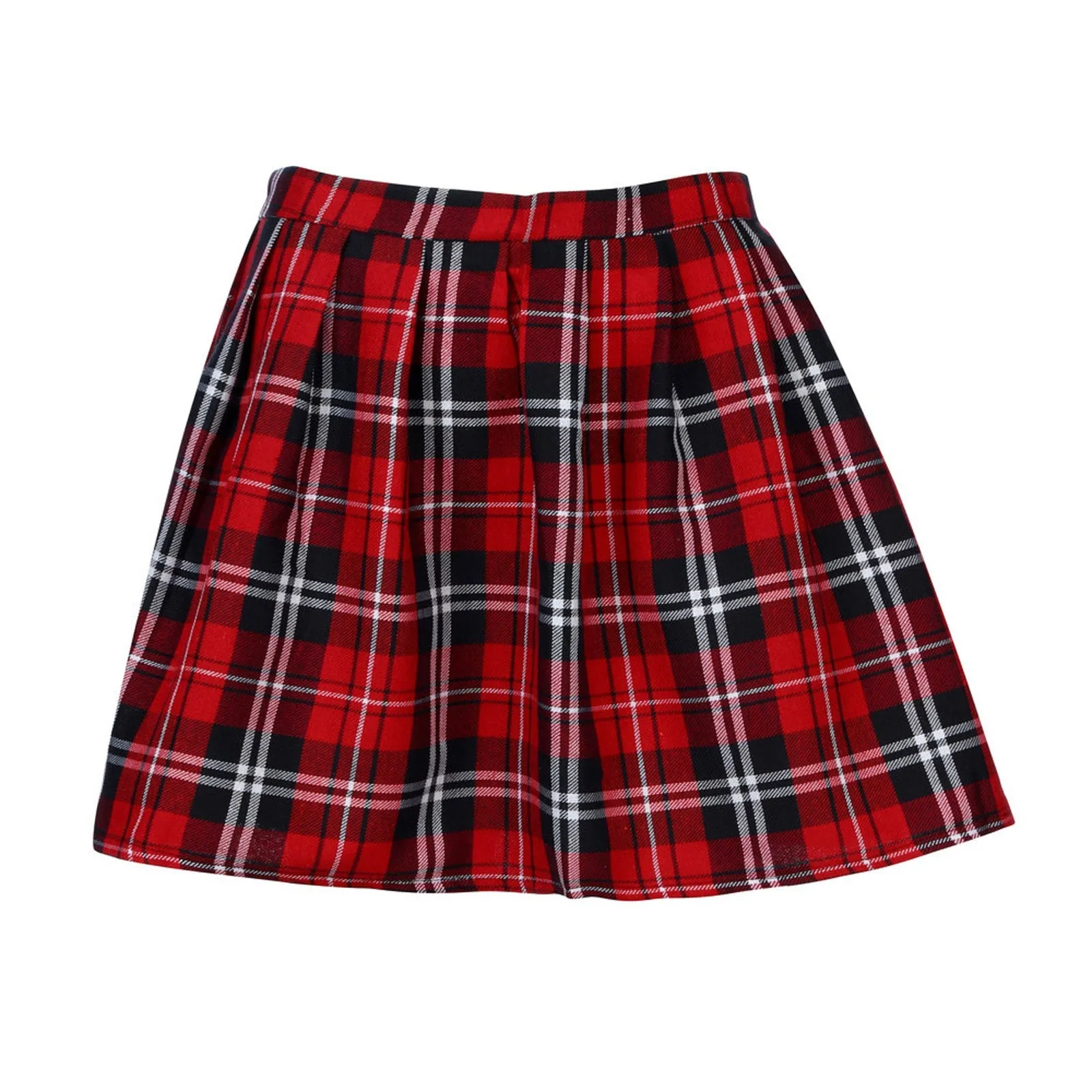 Carol – Women's Burgundy Plaid Pleated Skirt