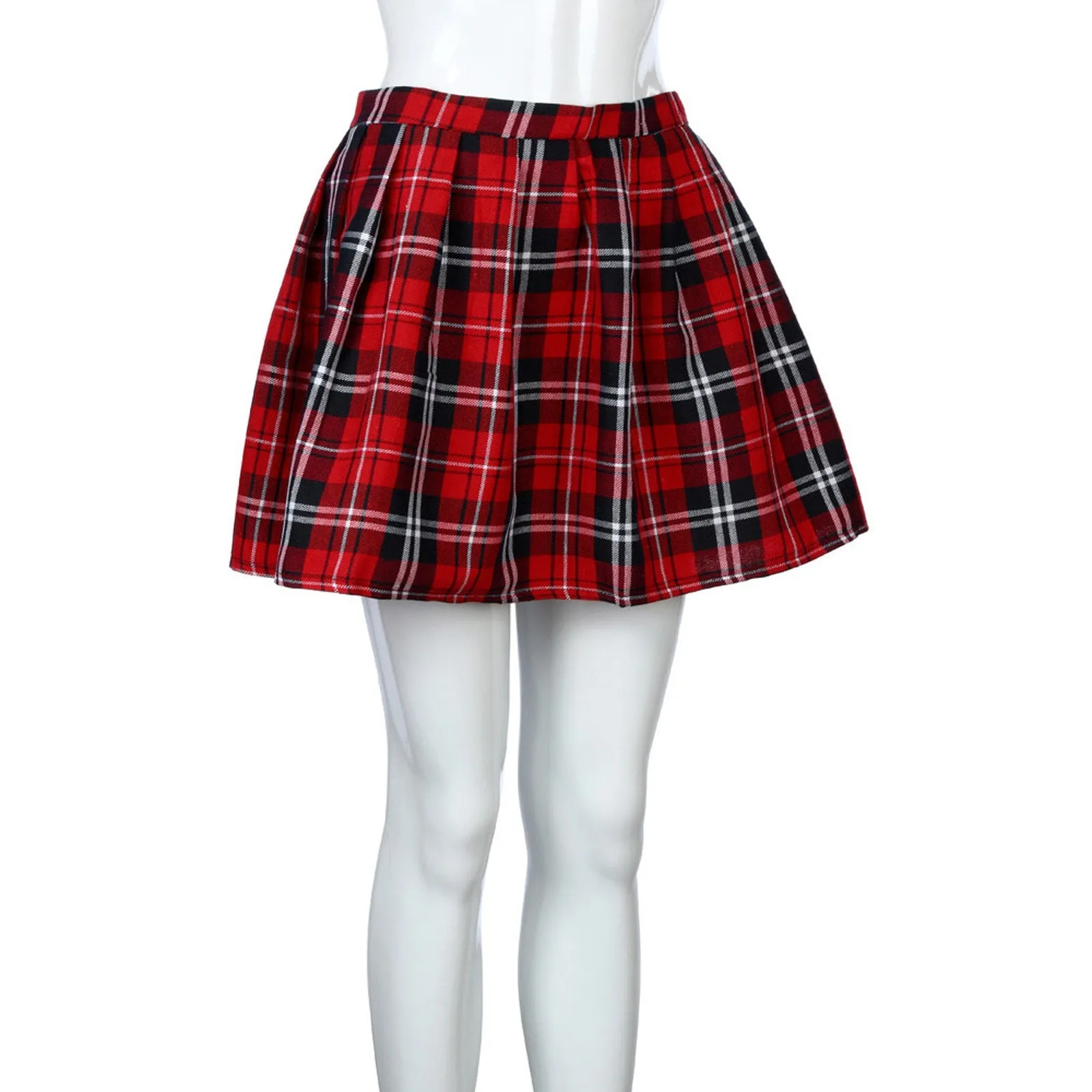 Carol – Women's Burgundy Plaid Pleated Skirt