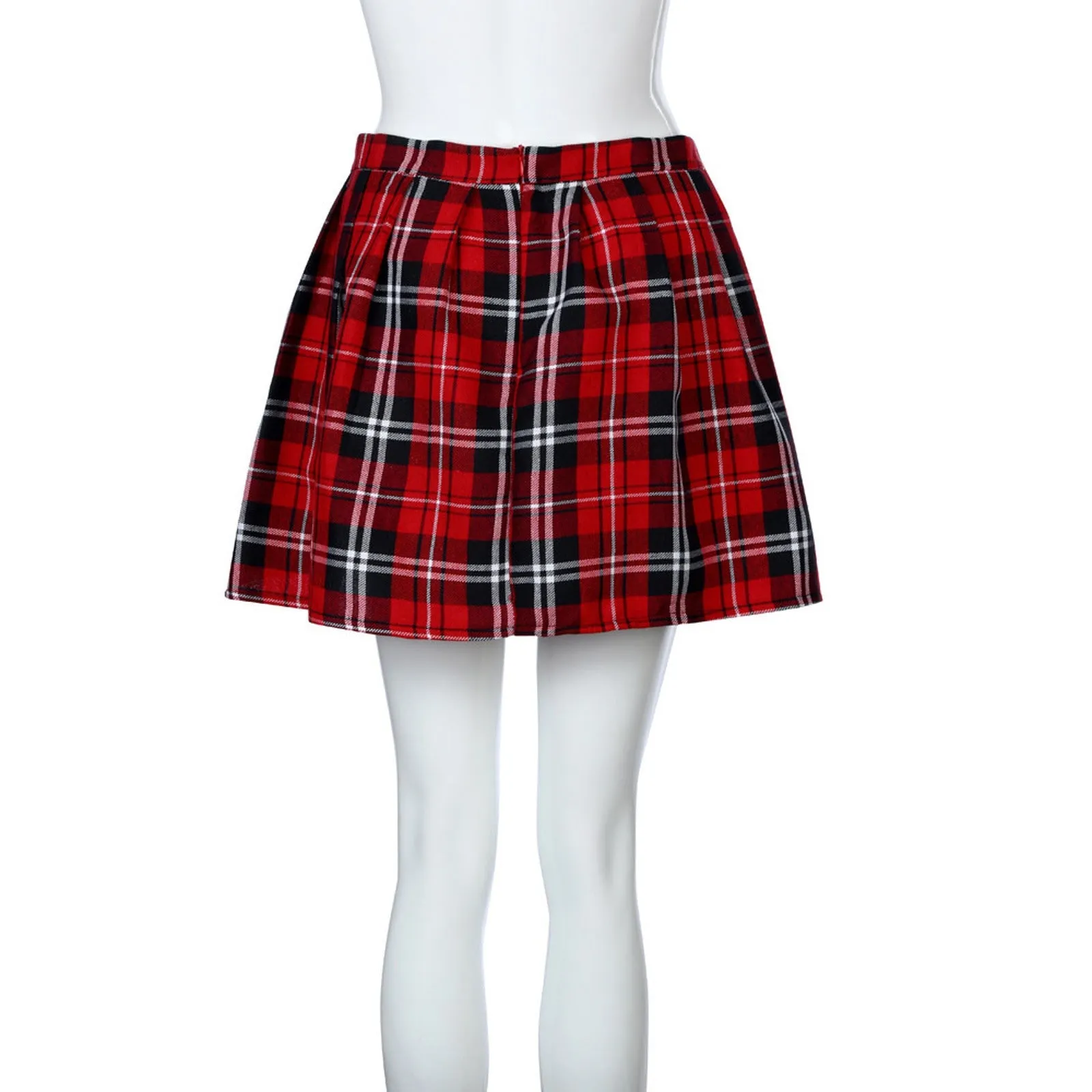 Carol – Women's Burgundy Plaid Pleated Skirt