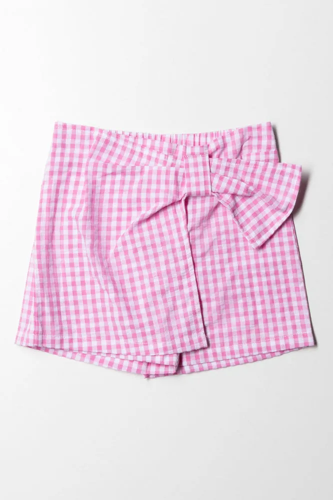 Check Pull On Shorts Pink