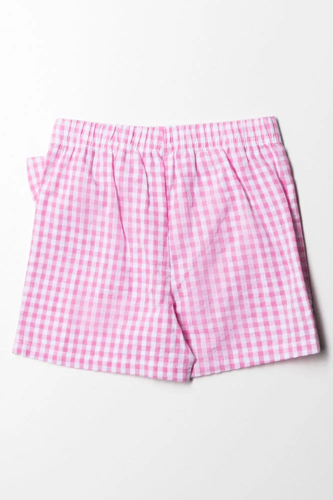 Check Pull On Shorts Pink