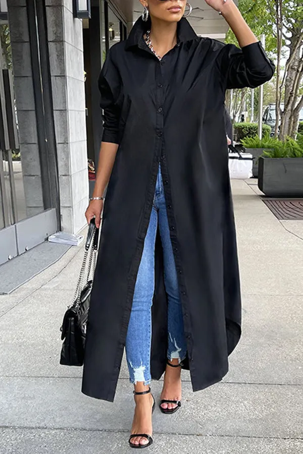 Chic Button Up Classic Shirt Dress