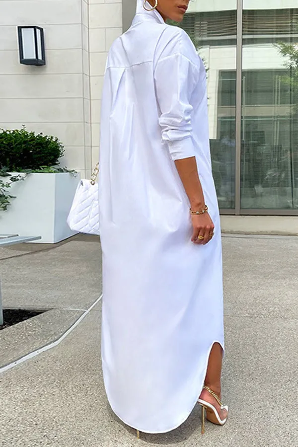 Chic Button Up Classic Shirt Dress