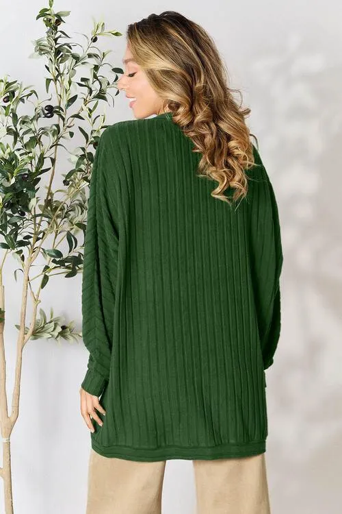 Chic Ribbed Cocoon Cardigan - Redefine Your Casual Look