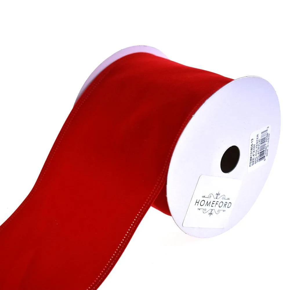 Christmas Velvet Wired Edge Ribbon, 10-Yard