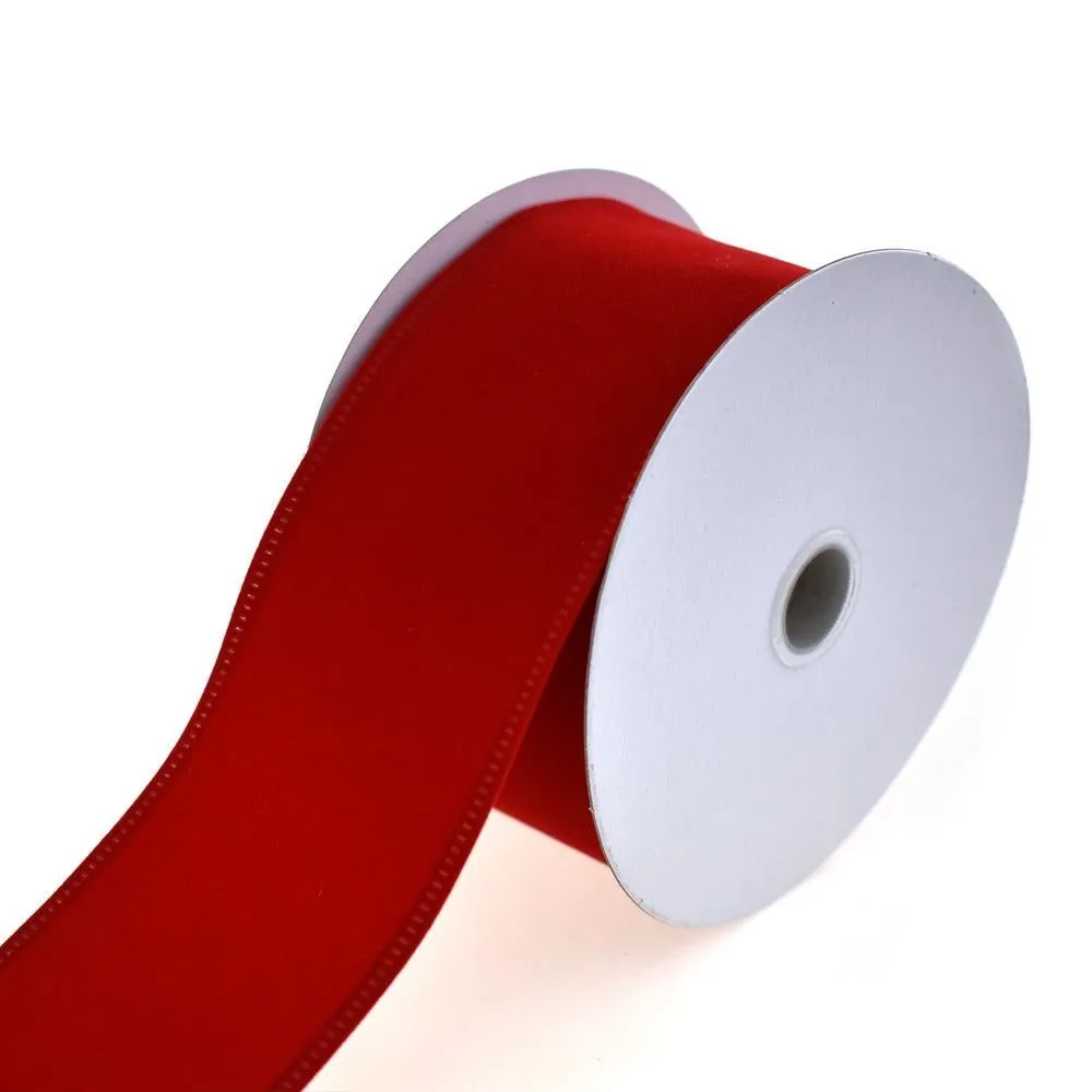 Christmas Velvet Wired Edge Ribbon, 10-Yard