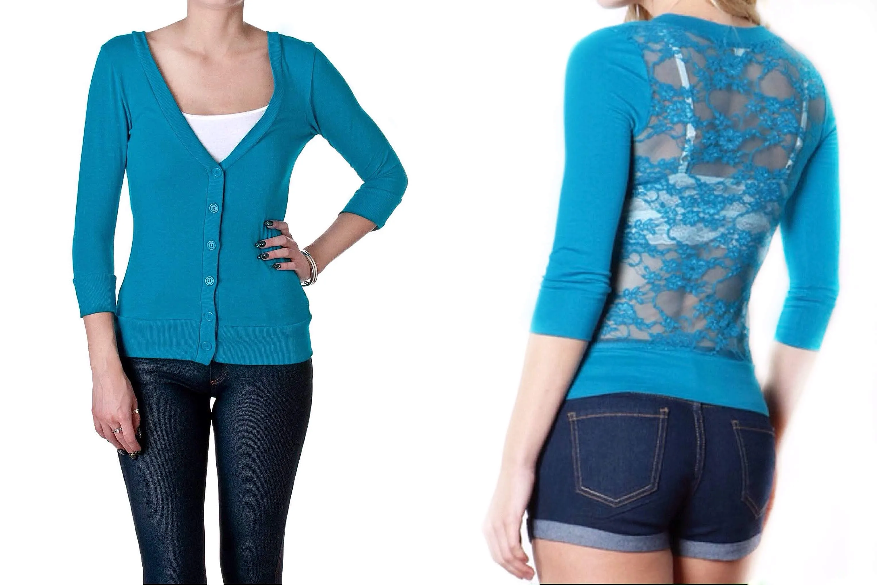 Crochet Lace Back Everyday Knit Cardigan