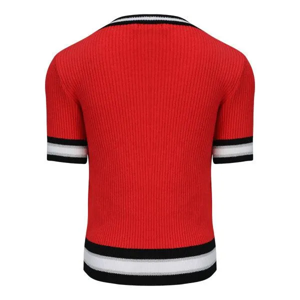 GIRLS RED KNITTED CASUAL SWEATER