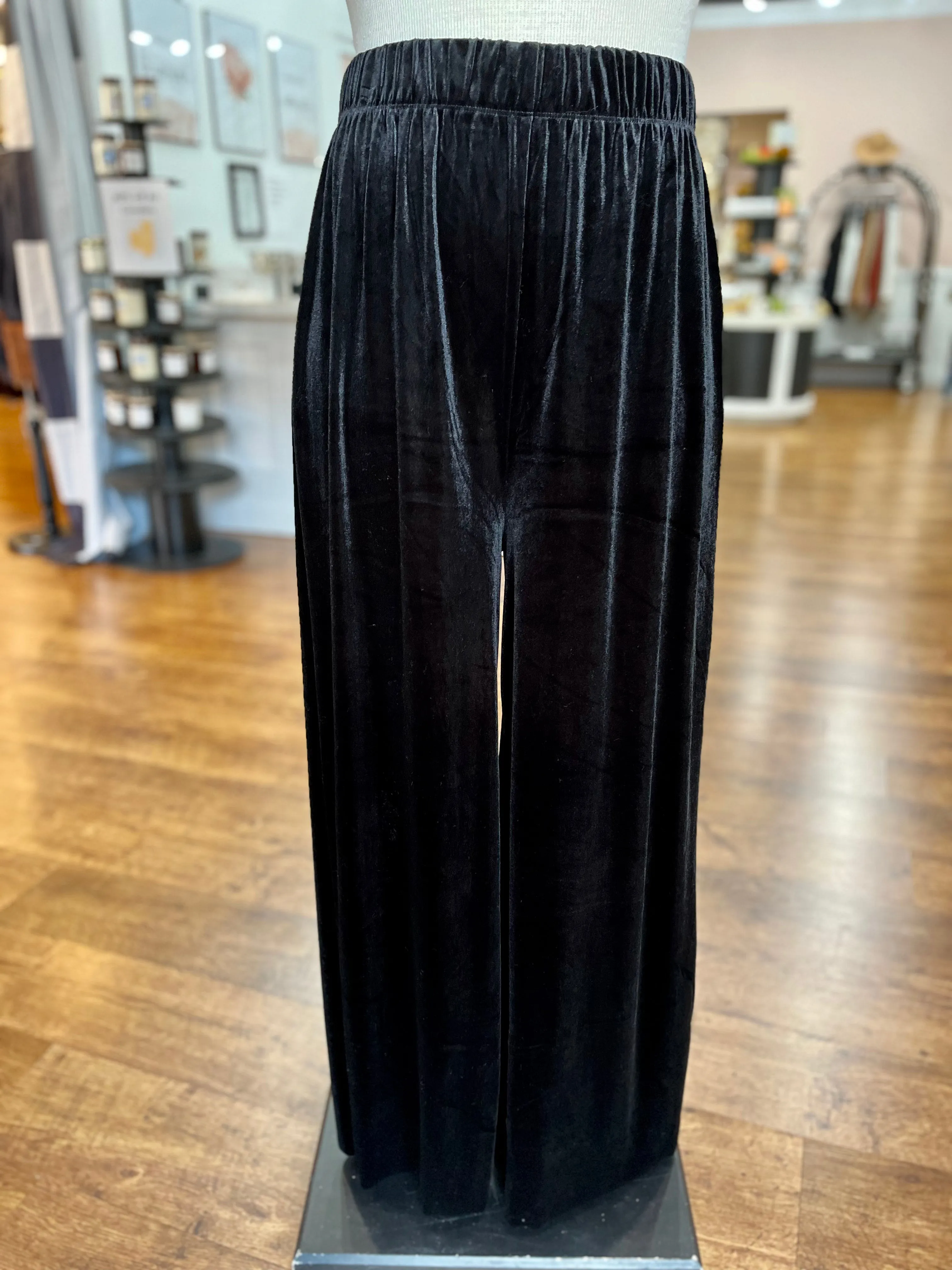 It Takes Skill Velvet Wide Leg Pants ~ Black