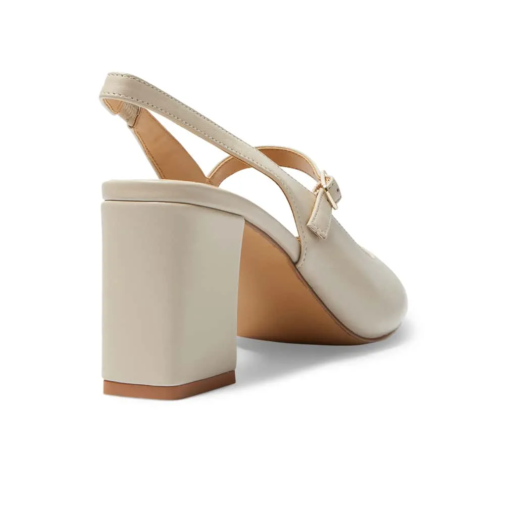 Kelly Heel in Ivory Leather