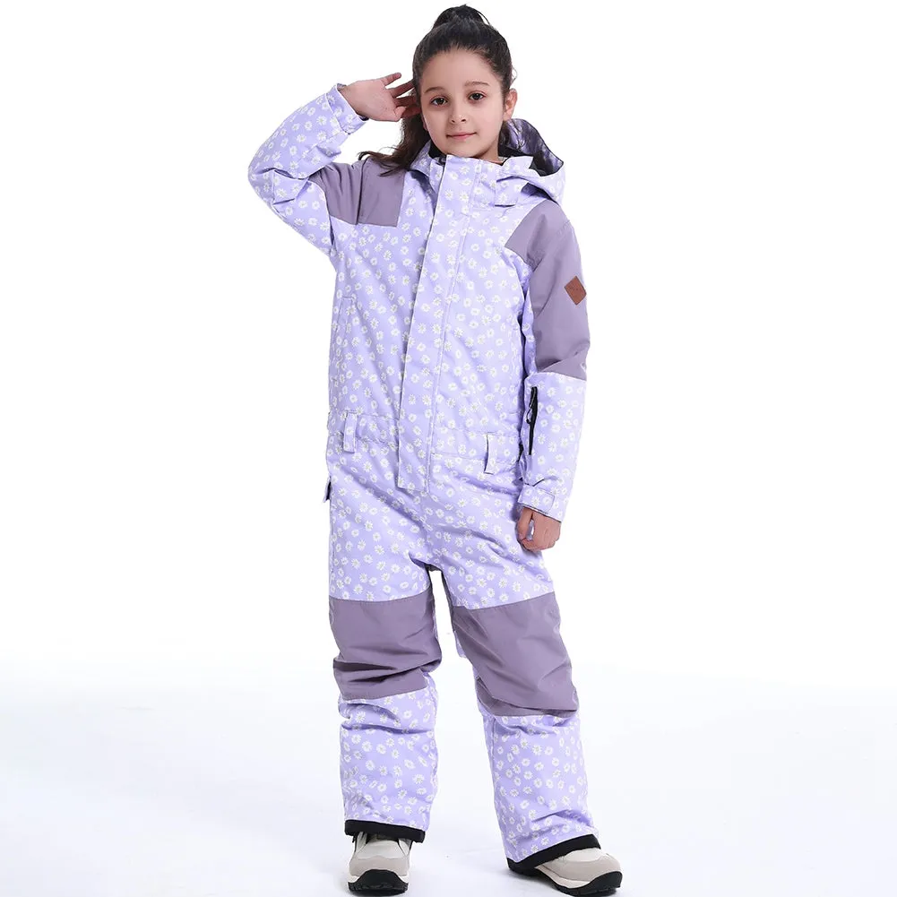 Kids Loose Fit One-piece Snow Jumpsuits