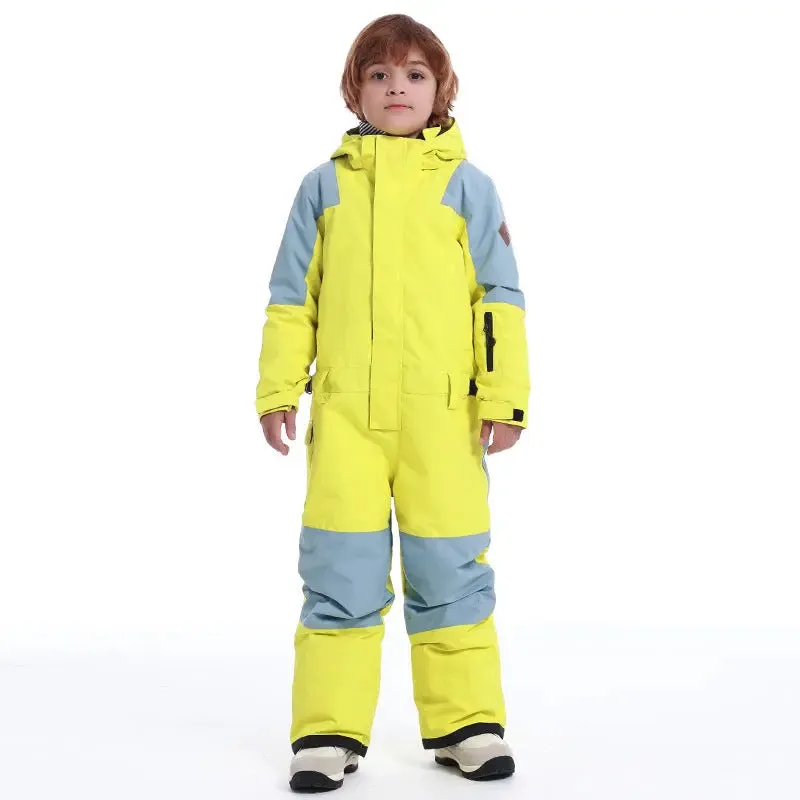 Kids Loose Fit One-piece Snow Jumpsuits