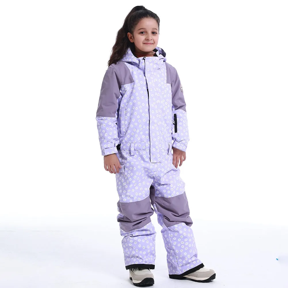 Kids Loose Fit One-piece Snow Jumpsuits