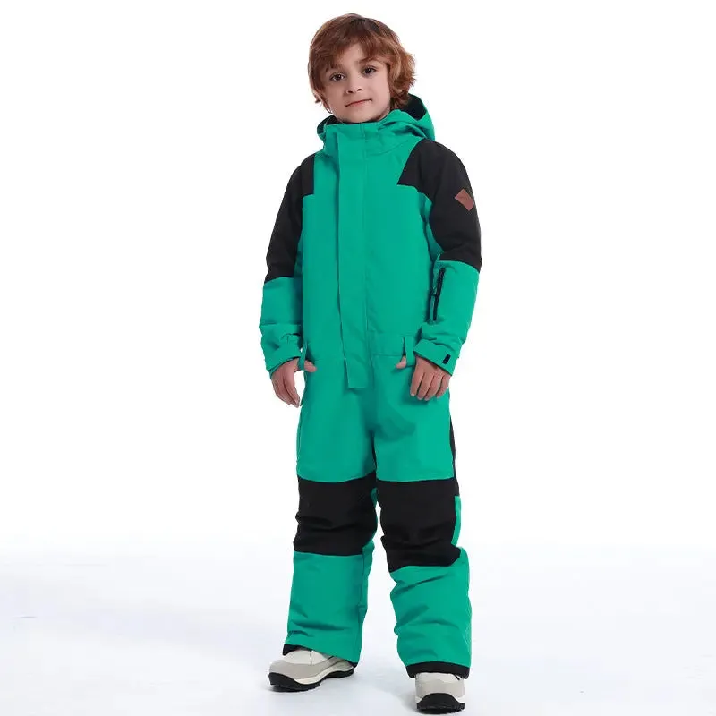 Kids Loose Fit One-piece Snow Jumpsuits