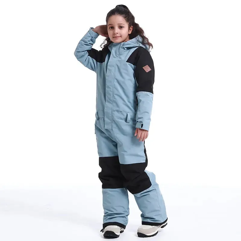 Kids Loose Fit One-piece Snow Jumpsuits