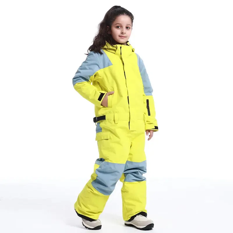 Kids Loose Fit One-piece Snow Jumpsuits