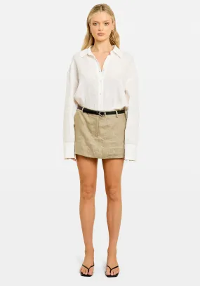 LINEN MINI SKIRT OLIVE