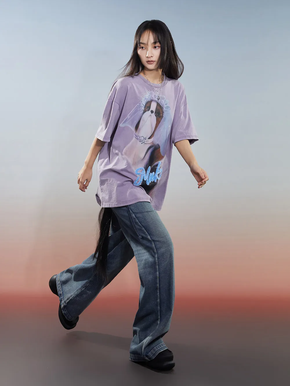 MUKZIN 2-Color Cartoon Loose Comfortable Versatile Casual T-shirt