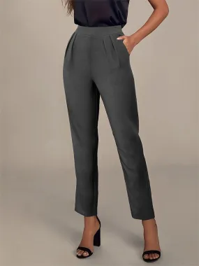 New elegant versatile elastic waist pocket suit pants