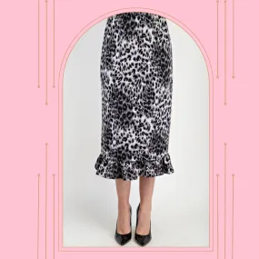 NEW! Gray Leopard Ruffle Skirt: S-3X