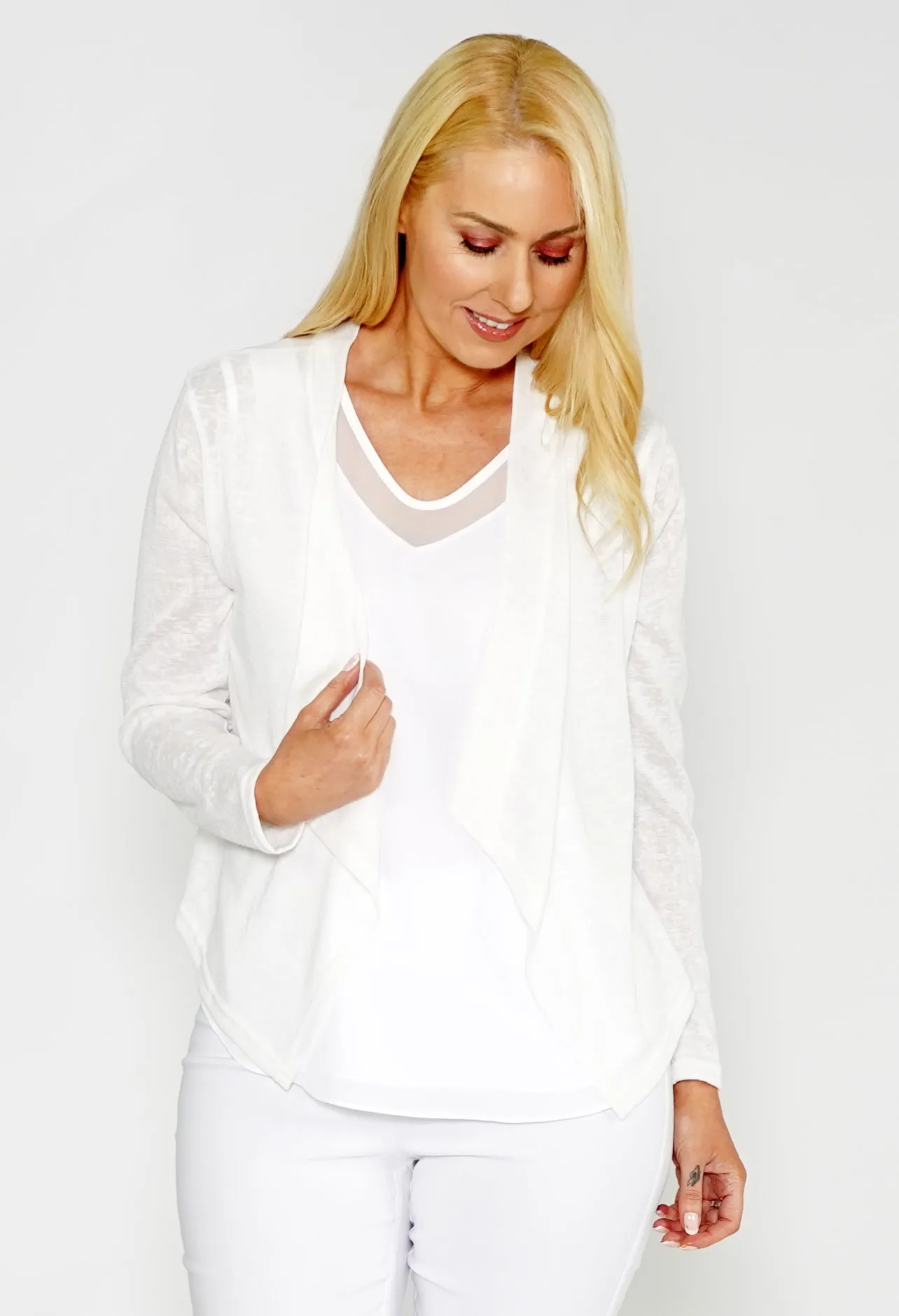 Off White LIGHTWEIGHT DRAPE CARDI