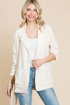 One Button Long Sleeve Blazer