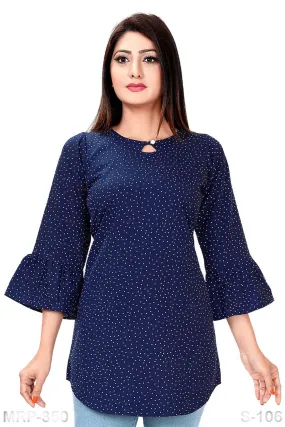 Polka dot bell sleeve at end Cotton Tops partywear S-106-Prem