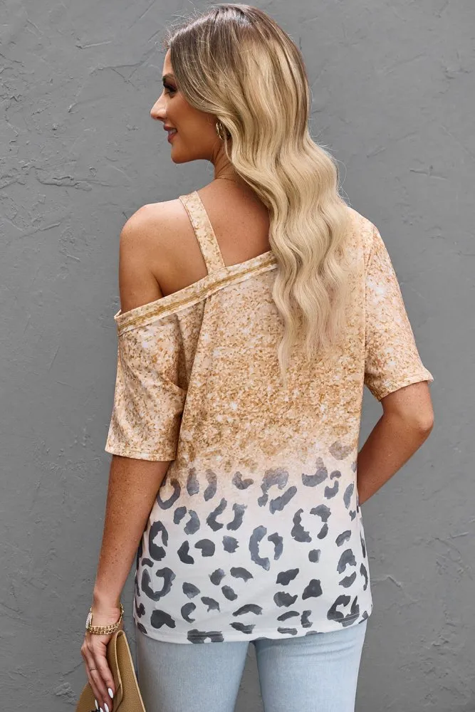 Prowling Paws Leopard Cold-Shoulder Blouse