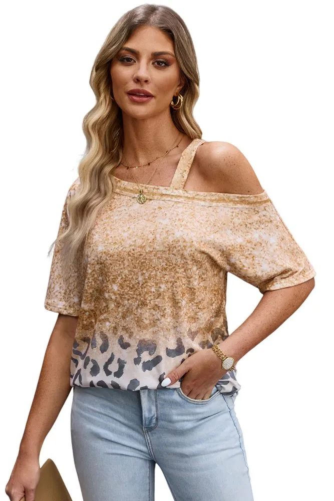 Prowling Paws Leopard Cold-Shoulder Blouse