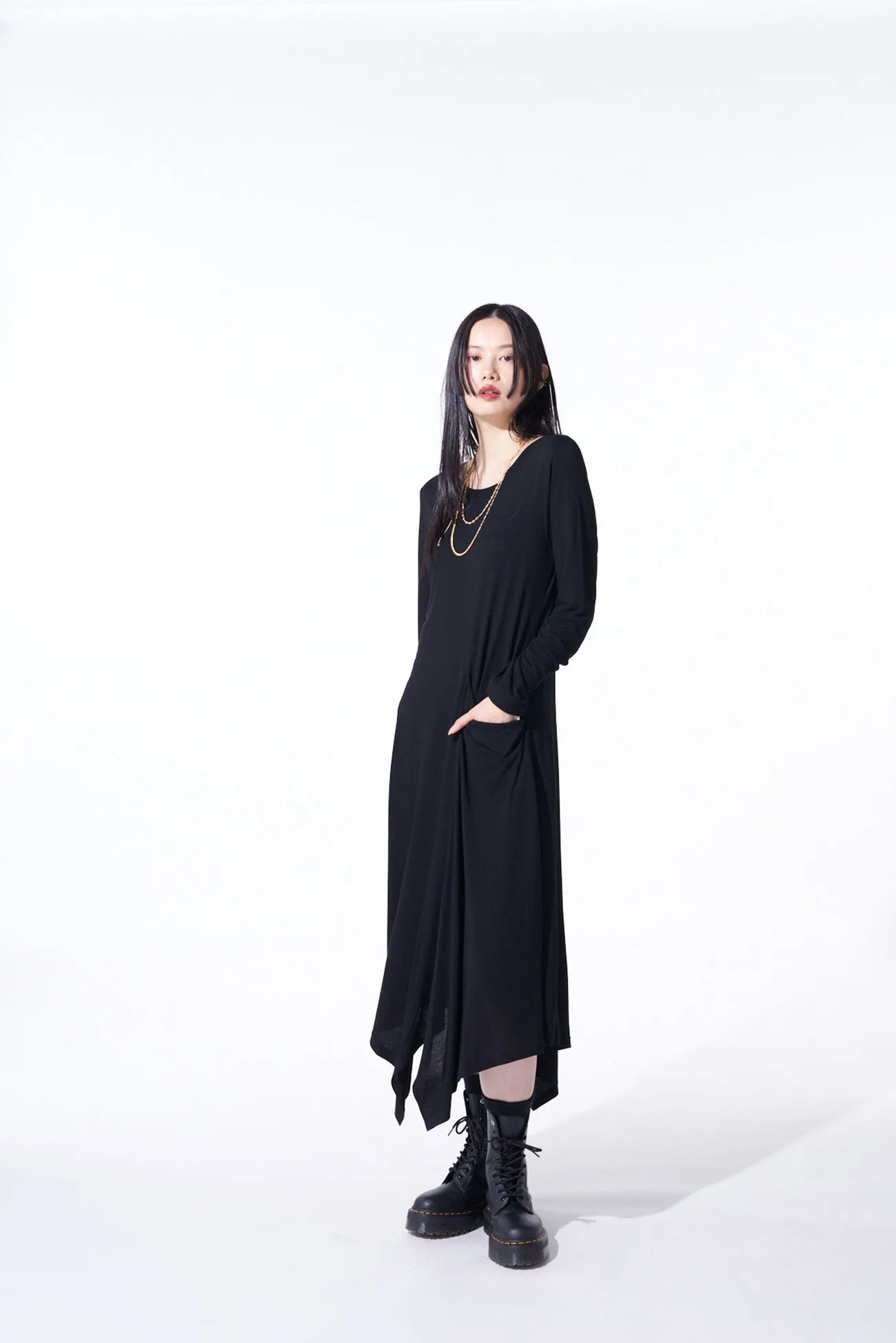 RAYON JERSEY ASYMMETRICAL DRESS