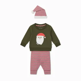 Santa Sweater, Ribbed Leggings & Elf Hat