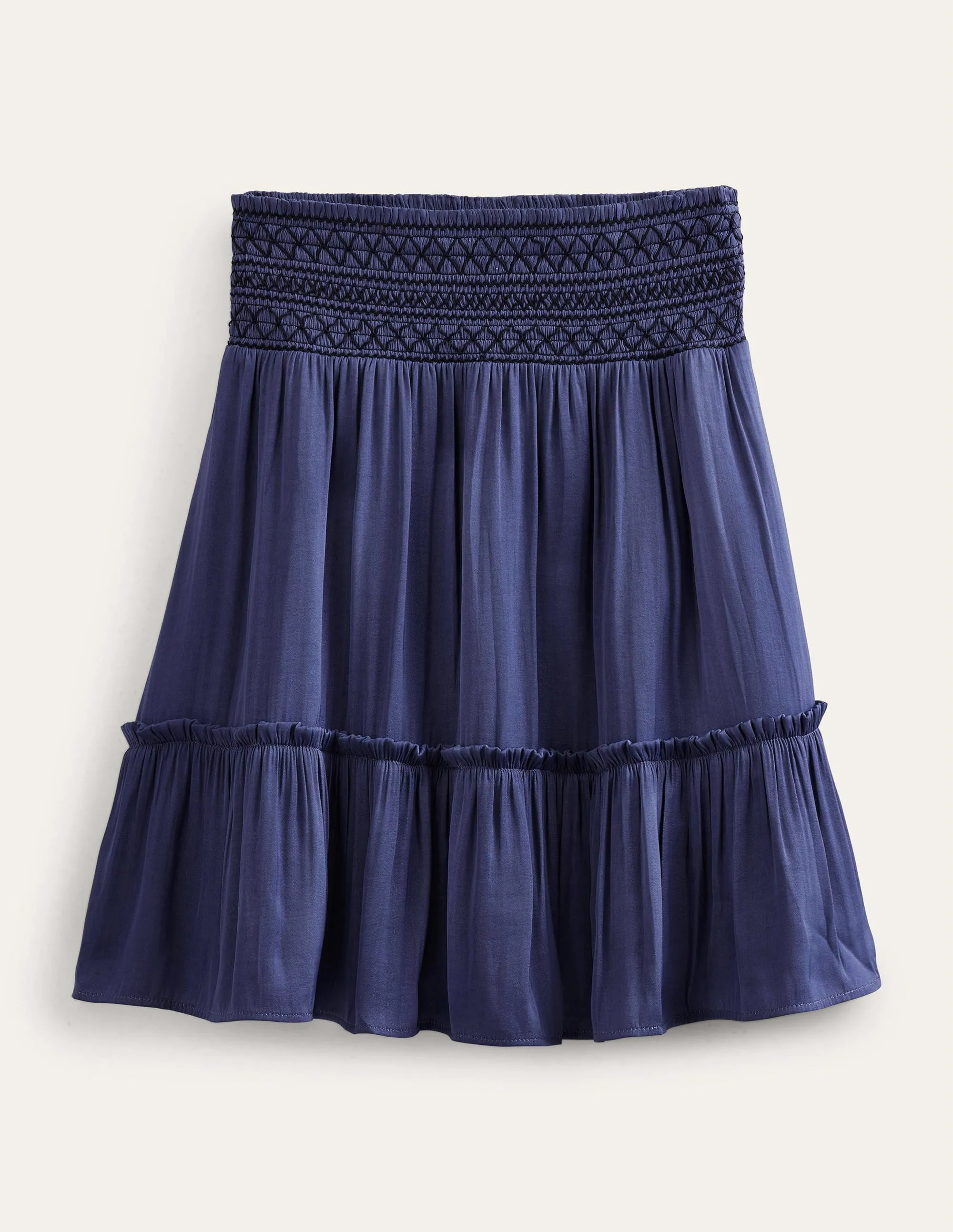 Shirred Waist Mini Skirt-Nightshade Blue