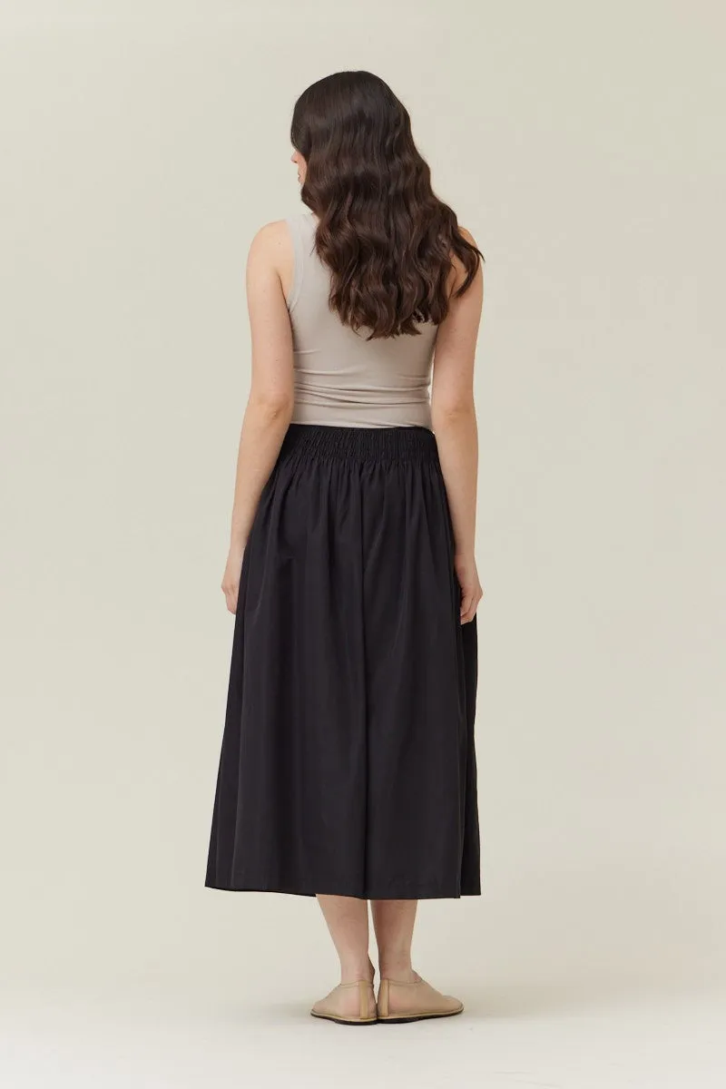 Smocked Waist Midi Skirt