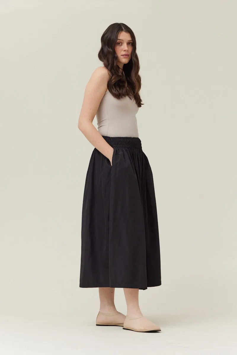 Smocked Waist Midi Skirt