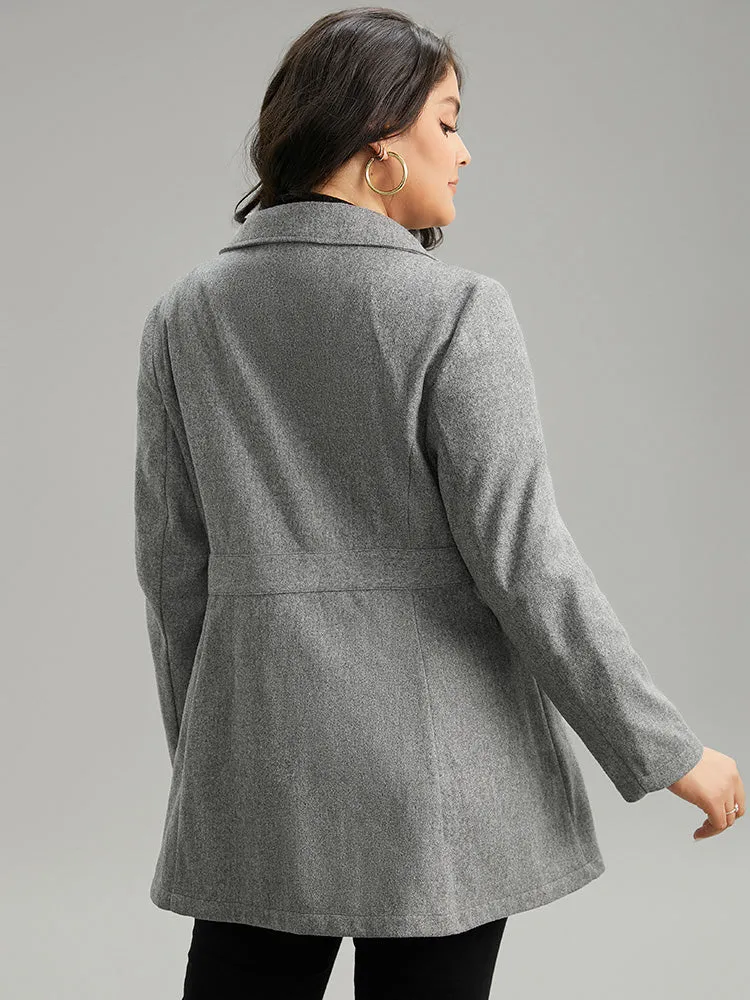 Solid Woolen Pocket Zipper Coat