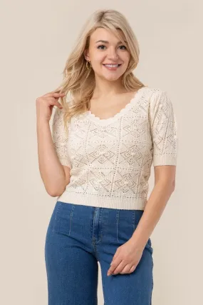 Timeless Transition V-Neck Puff Sleeve Crochet Top