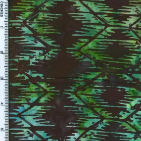 Timeless Treasures Tonga Batik Green Aztec Stripes on Black Cotton Prints