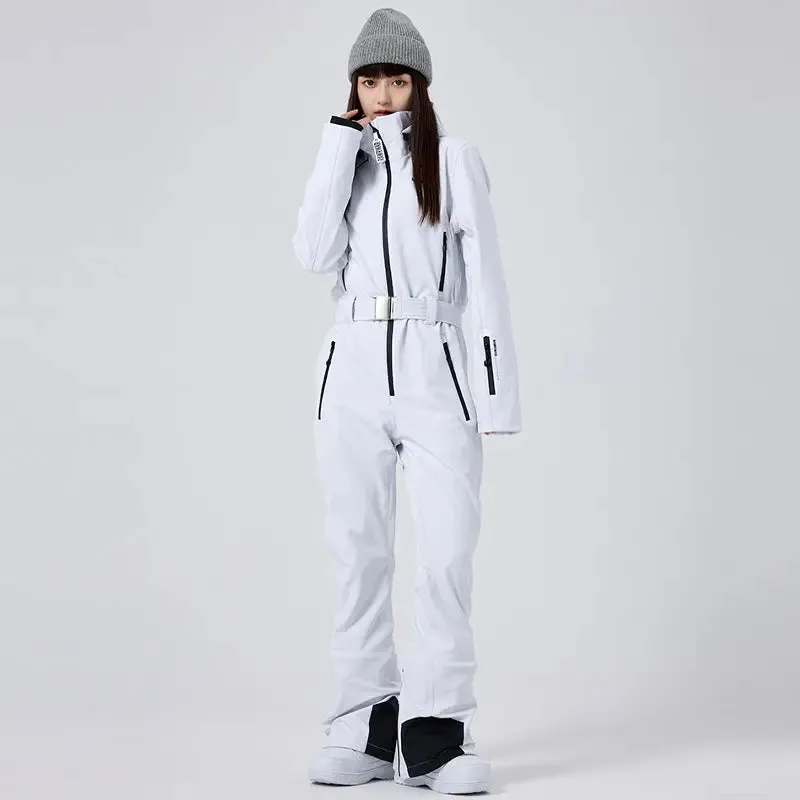 Windproof Chic One-piece Snow Jumpsuits Women Outdoor Skisuits