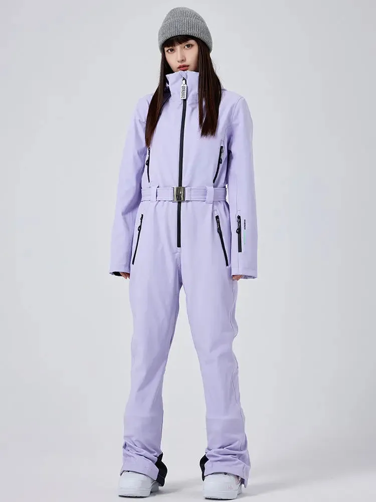 Windproof Chic One-piece Snow Jumpsuits Women Outdoor Skisuits